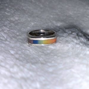 vintage 925 sterling silver rainbow inlay Ring Band